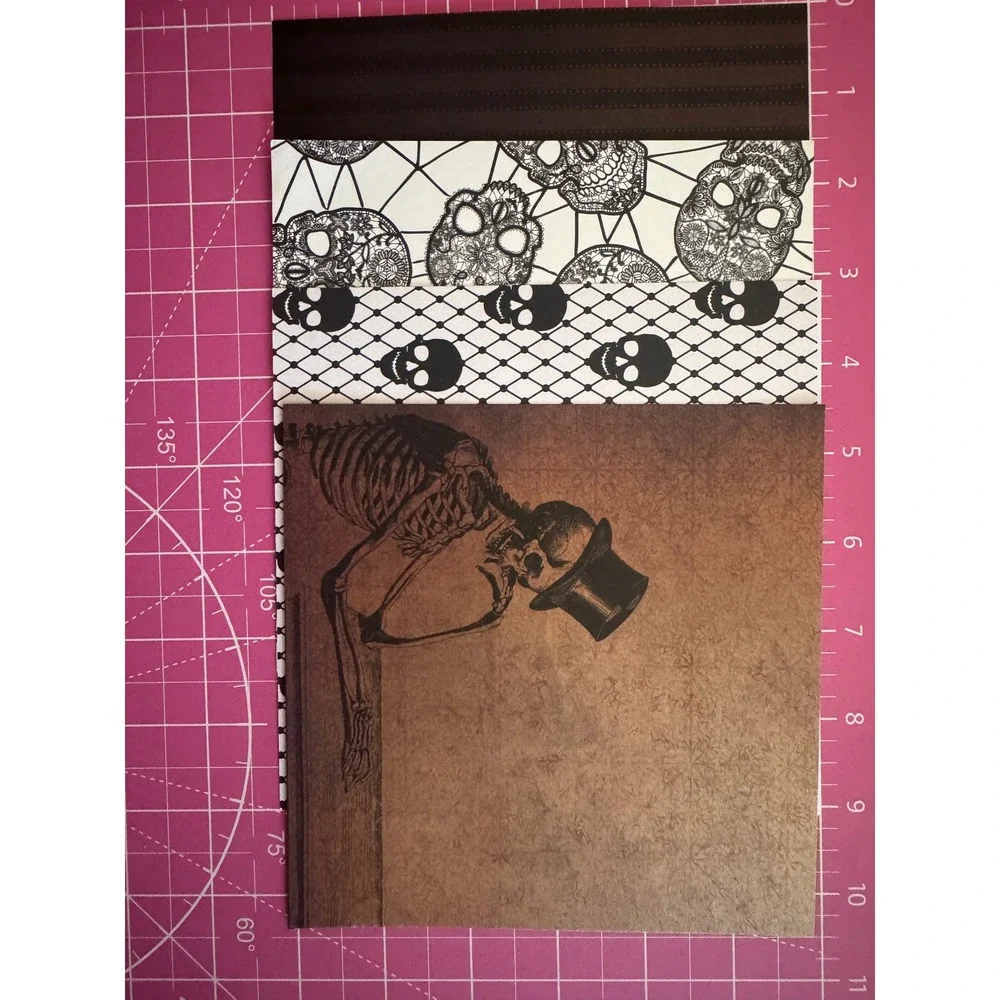 Halloween Scrapbook Paper Ephemera Lot Skulls Skeletons Gothic Junk Journal Kit